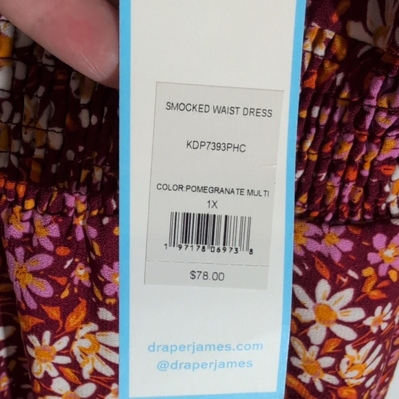 Draper James RSVP women’s 3/4 sleeves smocked pockets pomegranate dress size 1X - Picture 4 of 12